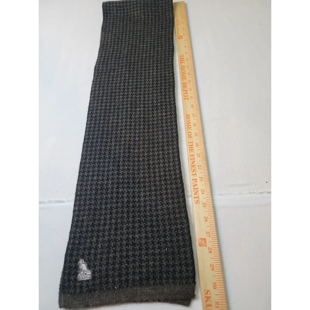 Kangol Brown Black Houndstooth Knit Scarf Embroidered Logo Unisex Wrap 2225